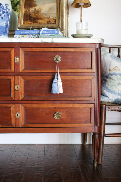 French Louis XVI White Marble Top Commode