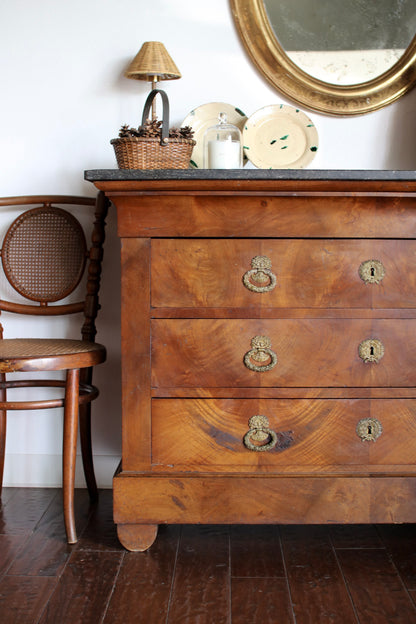 French Louis Philippe Commode with Black Marble