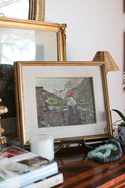 Oil Painting of Woman in Switzerland