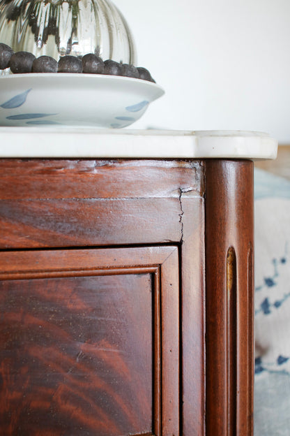French Louis XVI White Marble Top Commode
