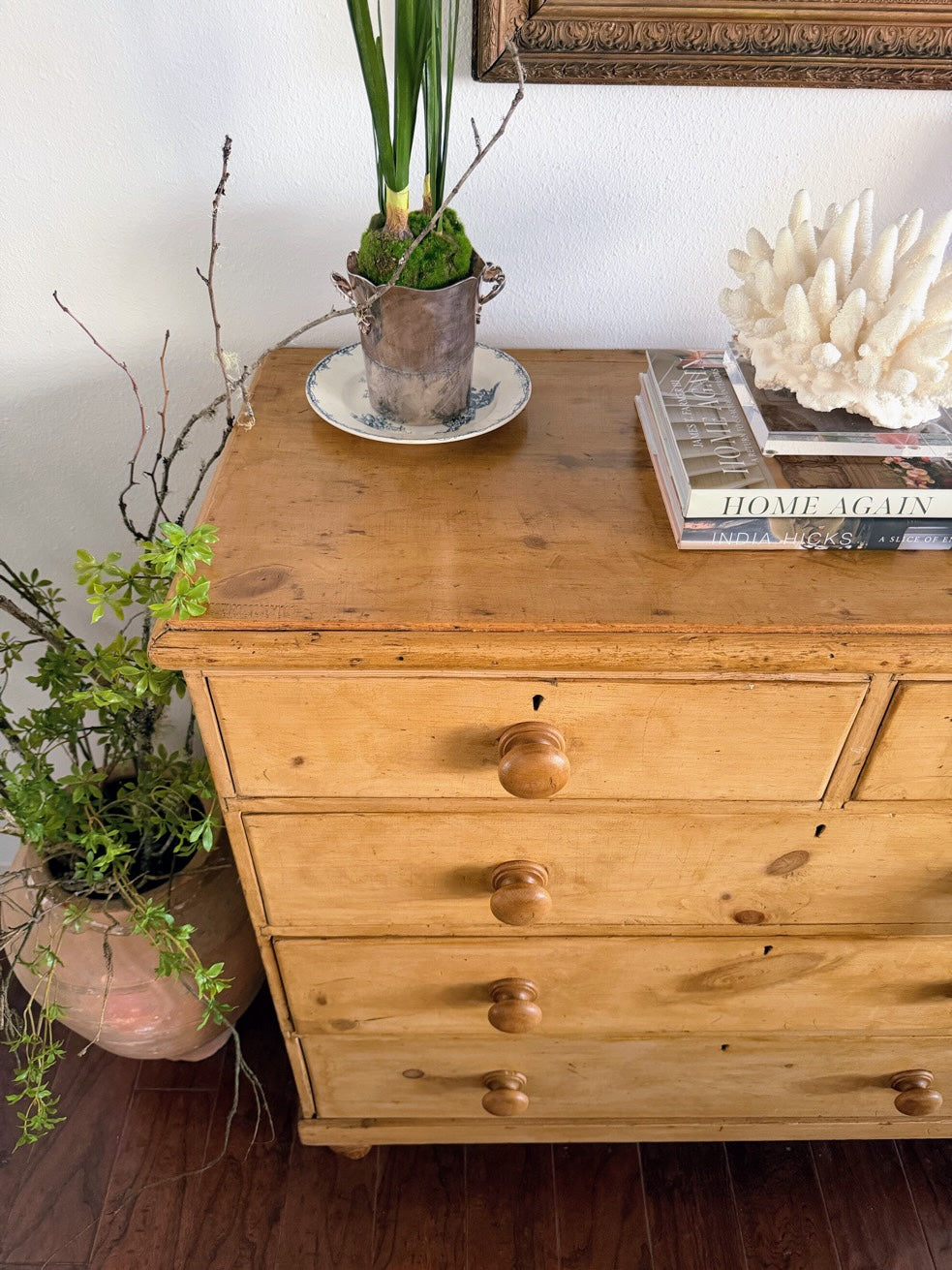 Antique English Pine Chest with Tulip Feet