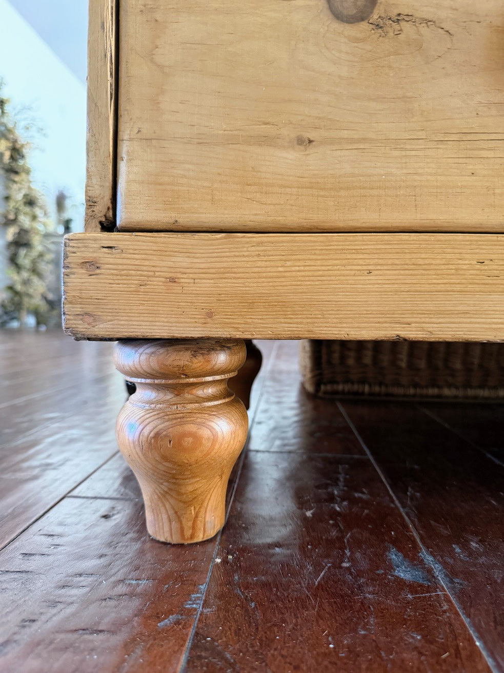 Antique English Pine Chest with Tulip Feet