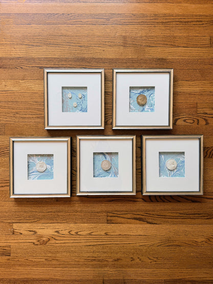 Framed Intaglios Mounted on Marbled Paper