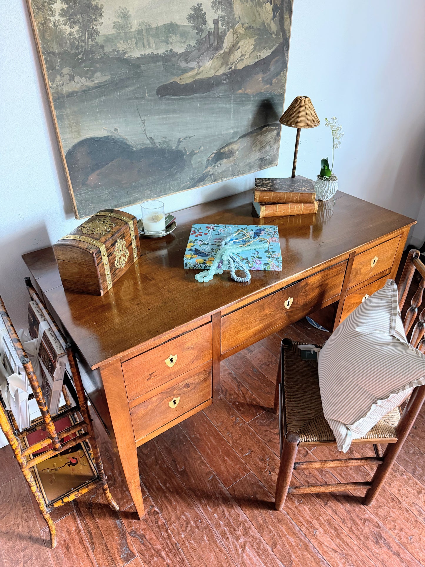Antique Italian Desk with Shield Escutcheons