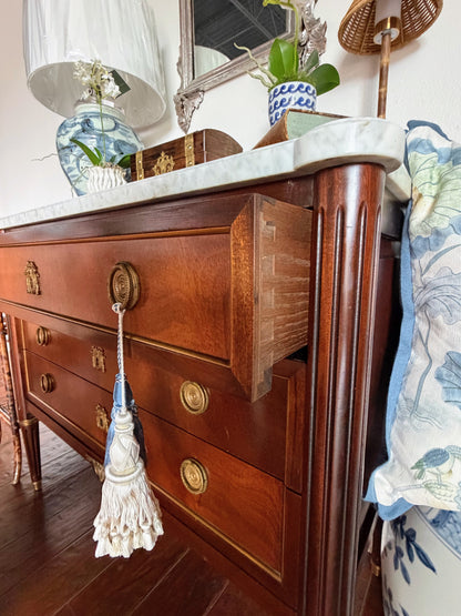 French Louis XVI White Marble Top Commode