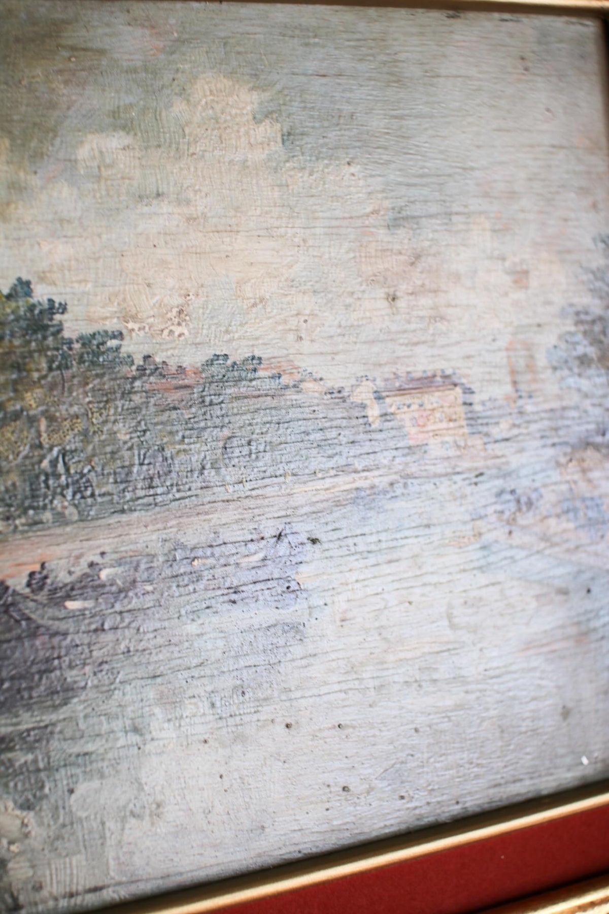 Italian River Scene in Gold Frame