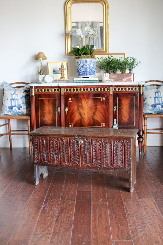 Antique English Carved Coffer (Blanket Chest)