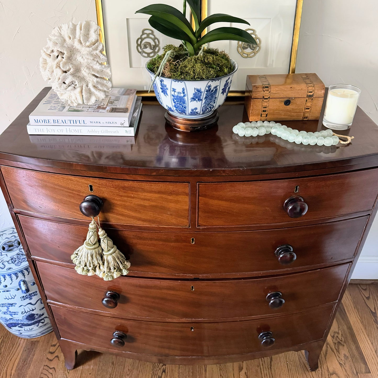 Antique English Bow Front Dresser