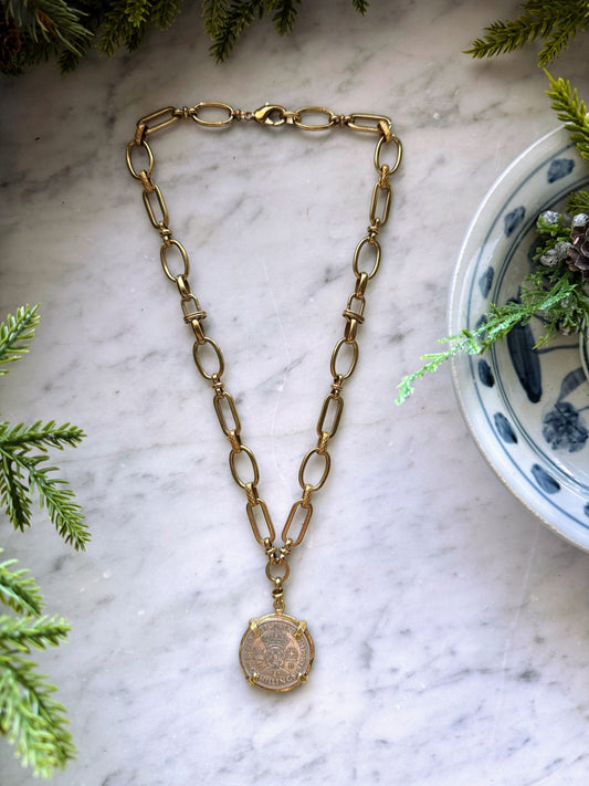 Vintage Coin Necklace: British 1948