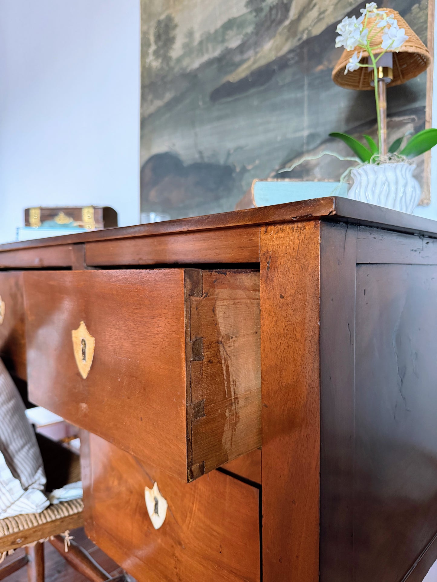 Antique Italian Desk with Shield Escutcheons