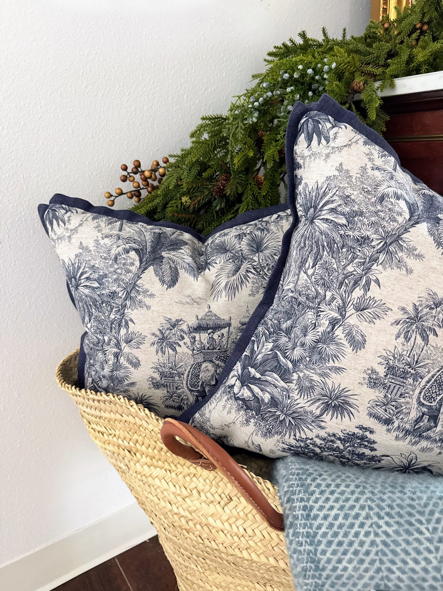 Custom Pillow: 18x18 Made in the UK Toile Birds