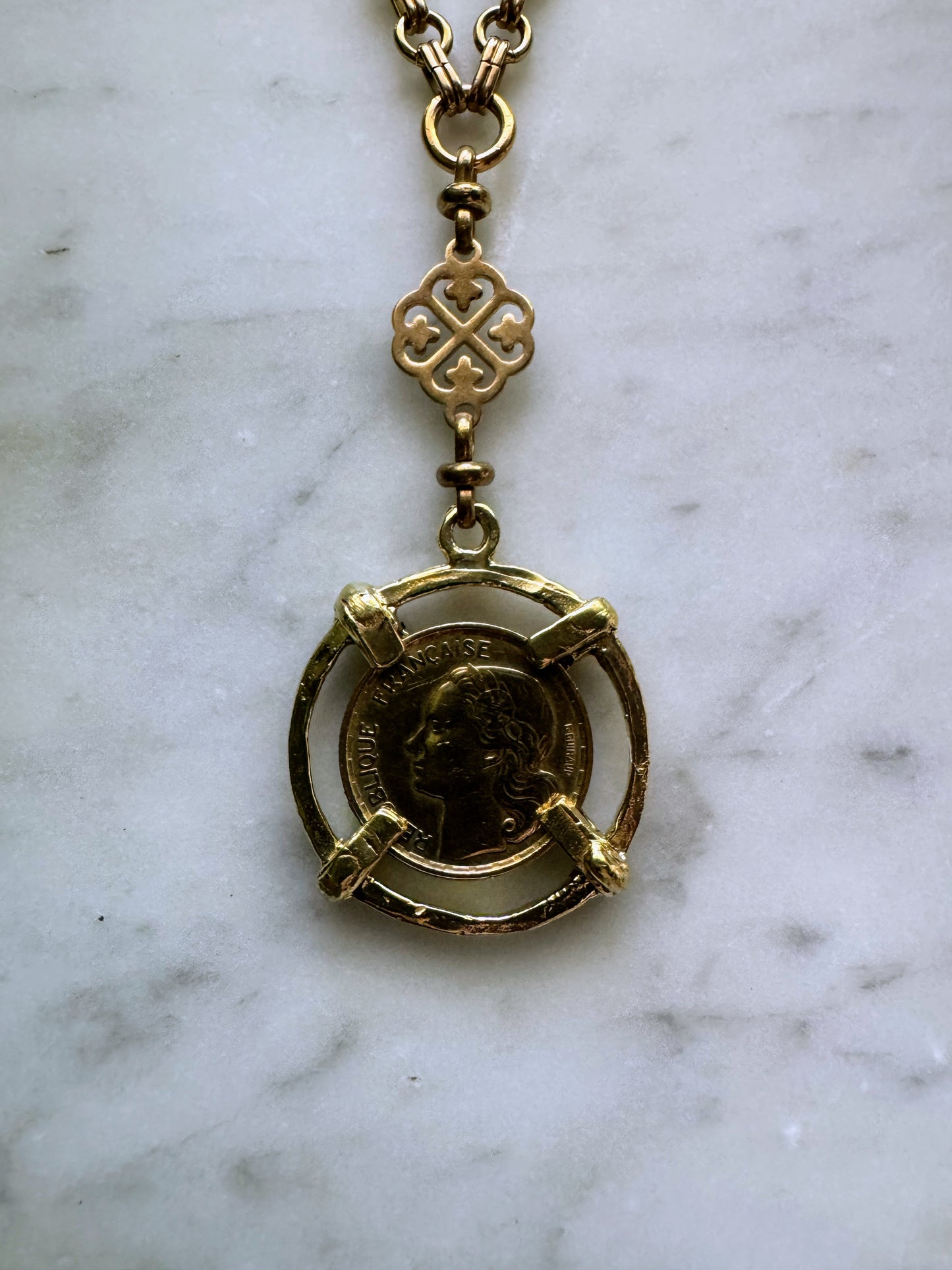 Vintage Coin Necklace: French 1952