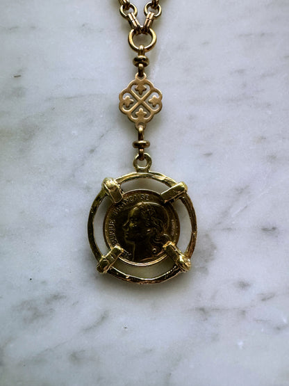 Vintage Coin Necklace: French 1952