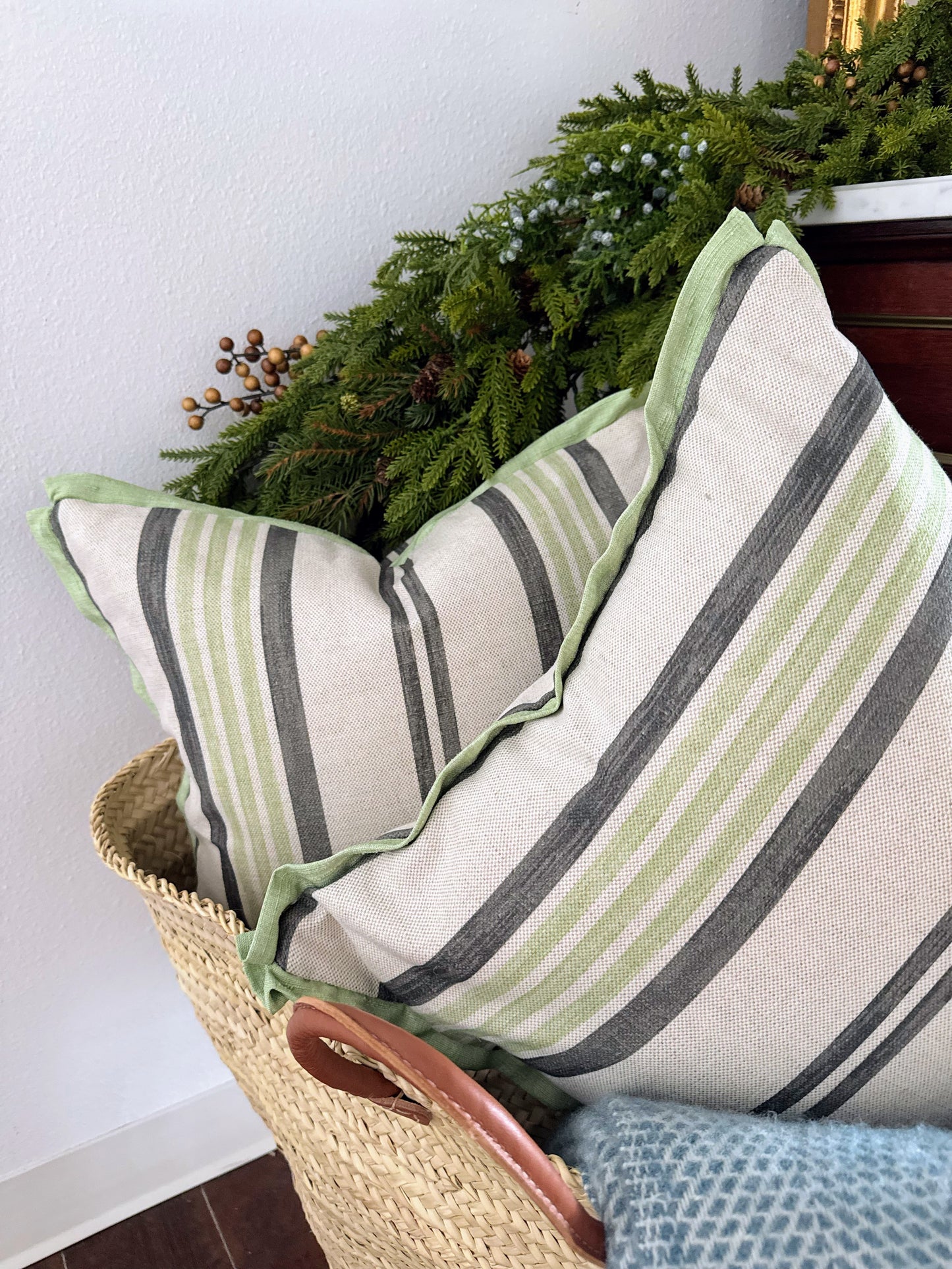 Custom Pillow: 18x18 Made in the UK Green Stripe