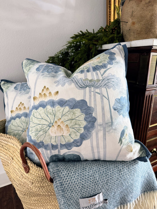 Custom Pillow: 20 x 20 UK Lily Pad Designer Fabric