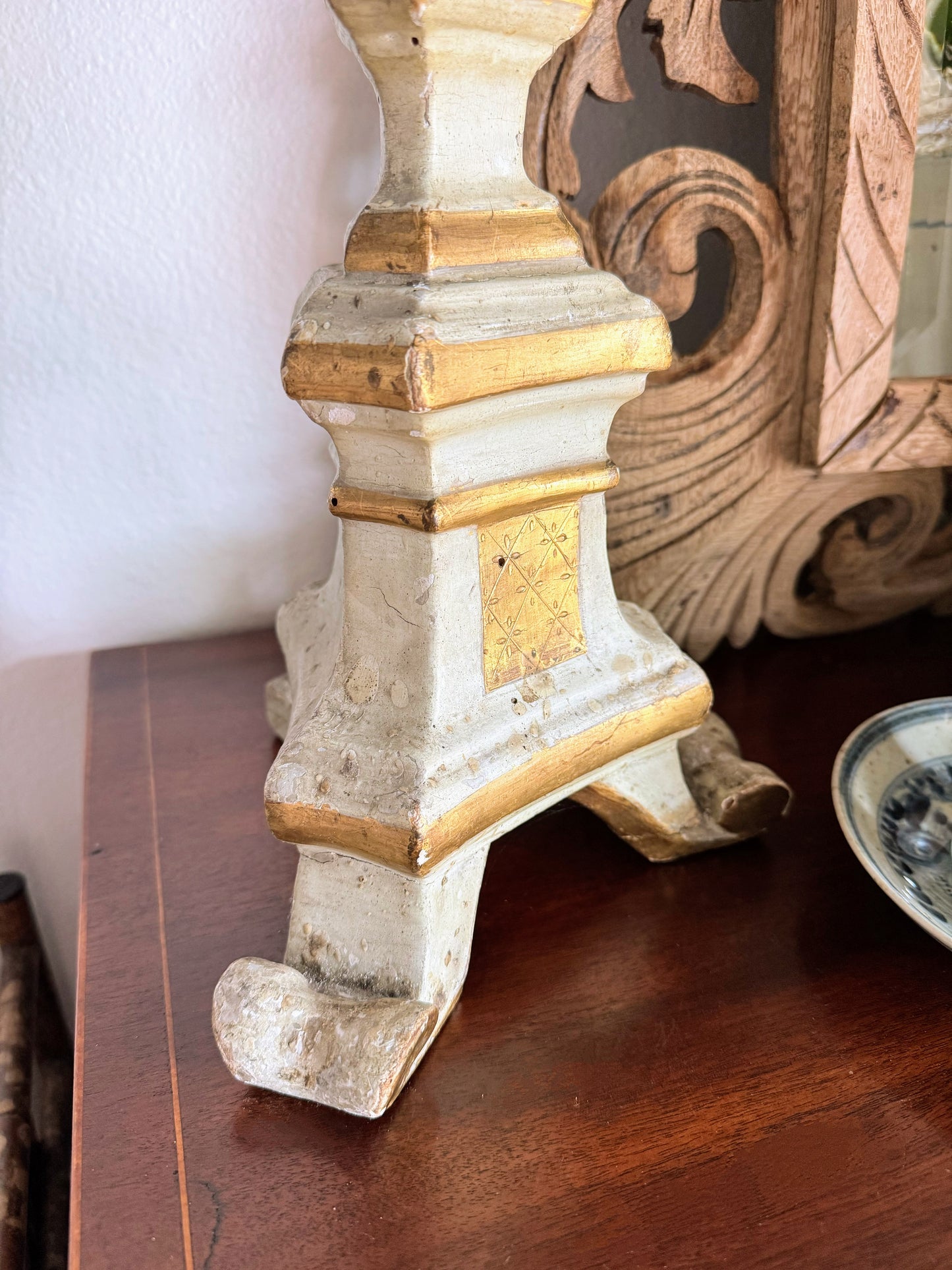 French Painted Candlestick