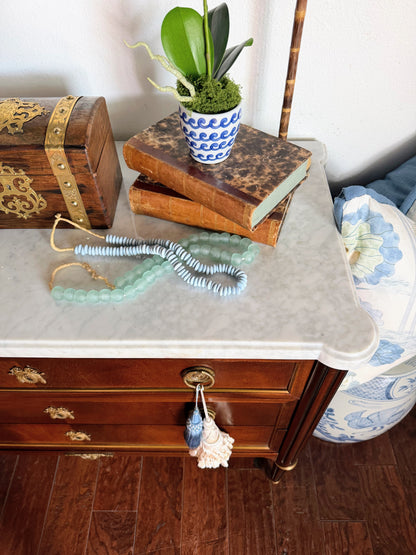 French Louis XVI White Marble Top Commode