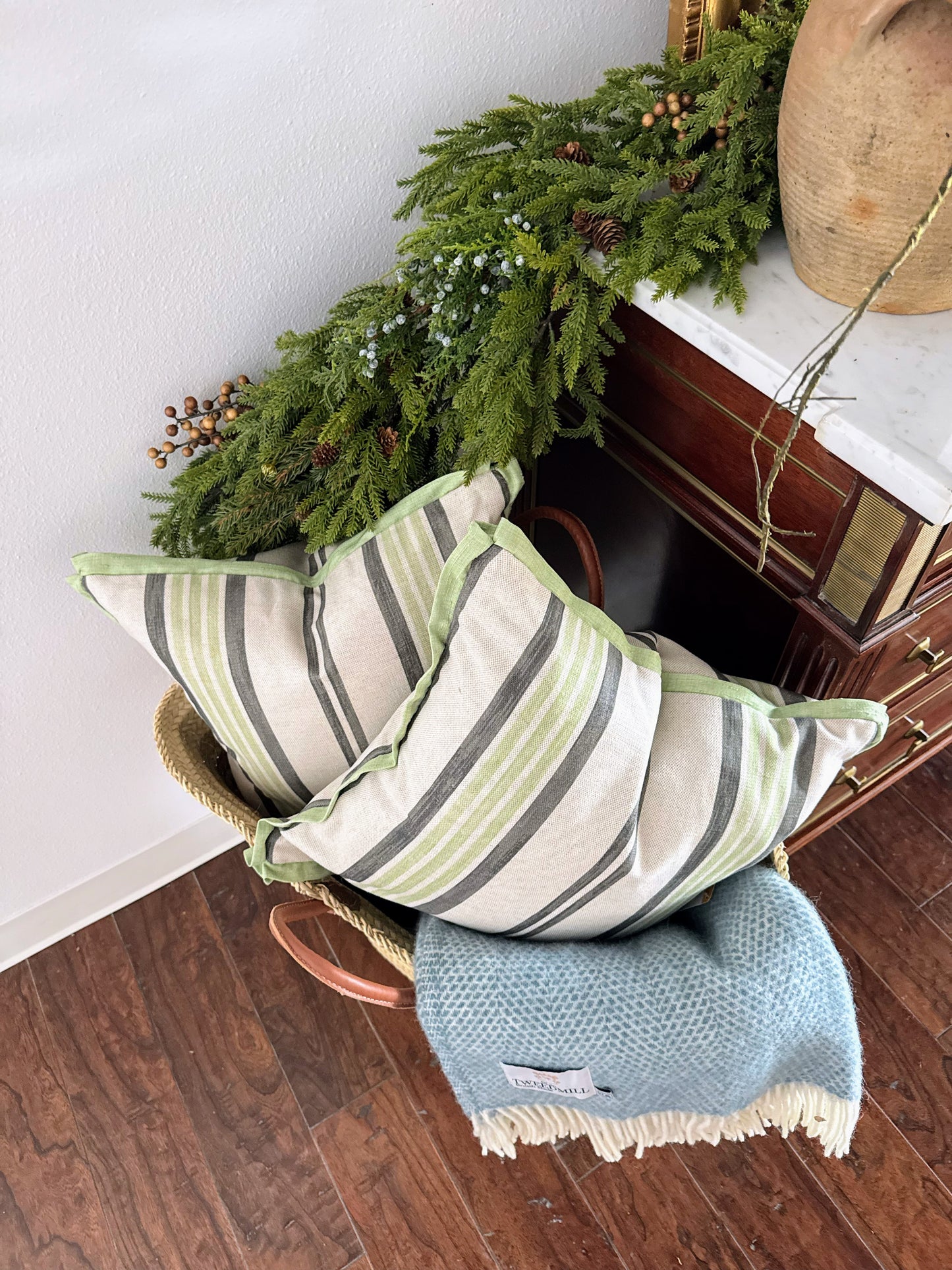 Custom Pillow: 18x18 Made in the UK Green Stripe