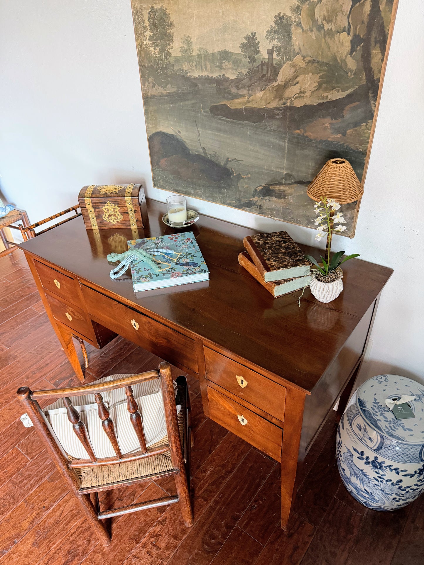Antique Italian Desk with Shield Escutcheons