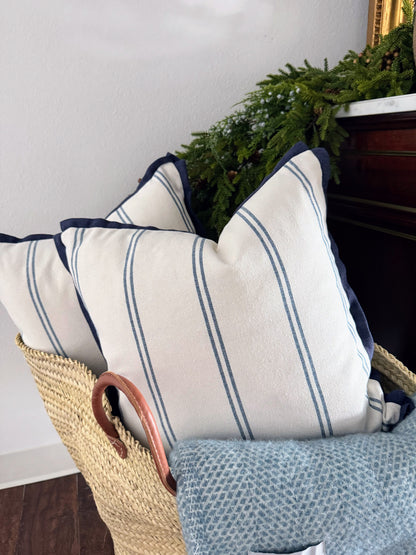 Custom Pillow: 18x18 Made in the UK Blue & White Stripes