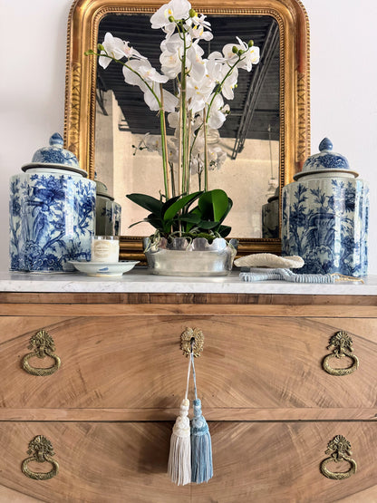 French Louis Philippe White Marble Top Bleached Commode