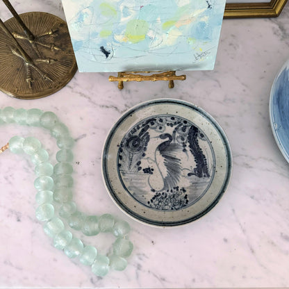 Crane Blue & White Dish