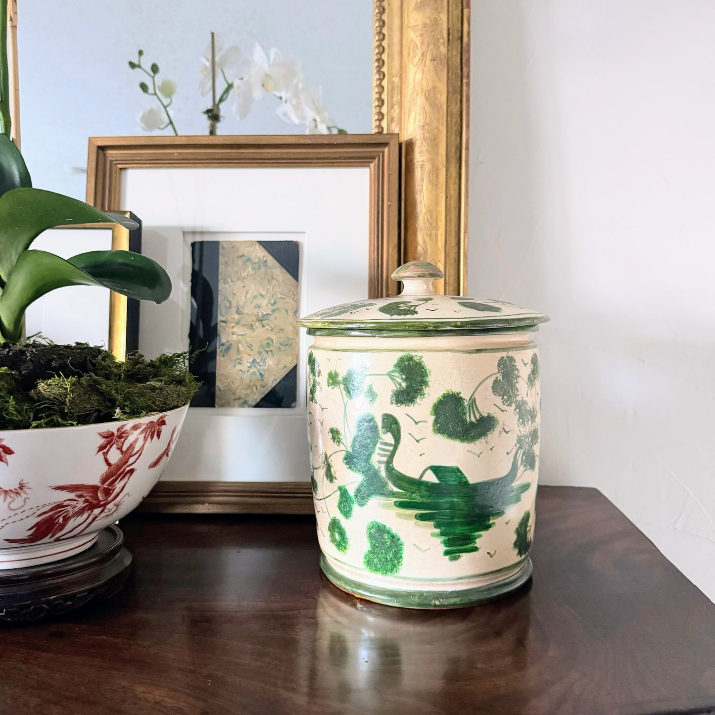 Pair of French Hand Painted Jars