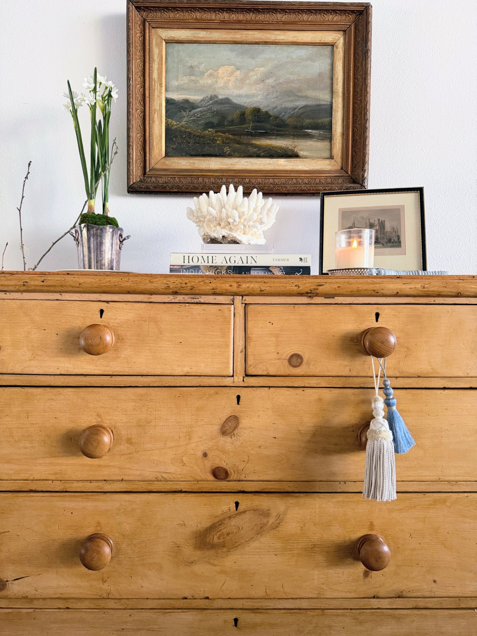 Antique English Pine Chest with Tulip Feet