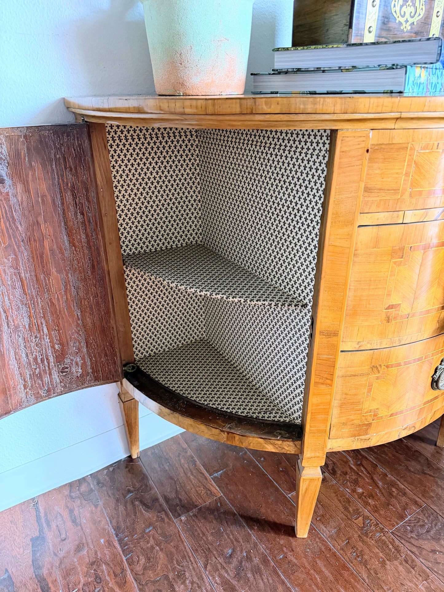 Antique Italian Inlay Demilune Server