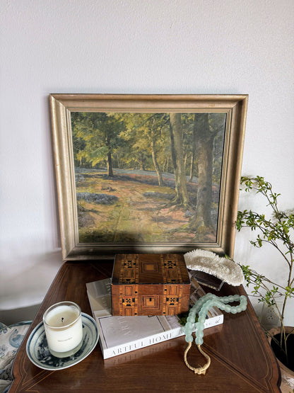 Signed English Bluebells Painting Titled “Spring”