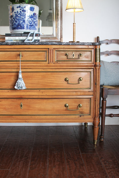 Antique French Louis XVI Grey Marble Top Commode