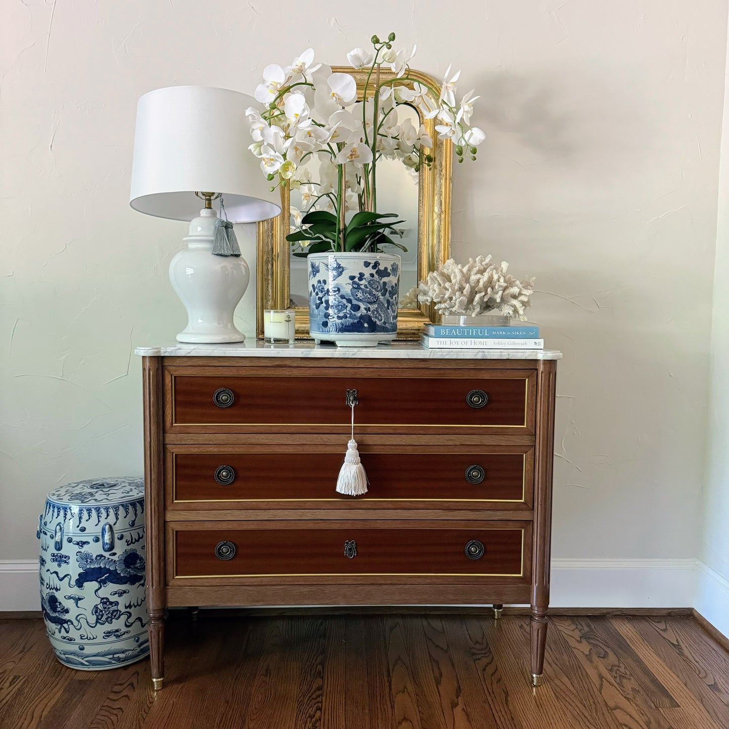 Blue & White Bird Motif Orchid Cache Pot