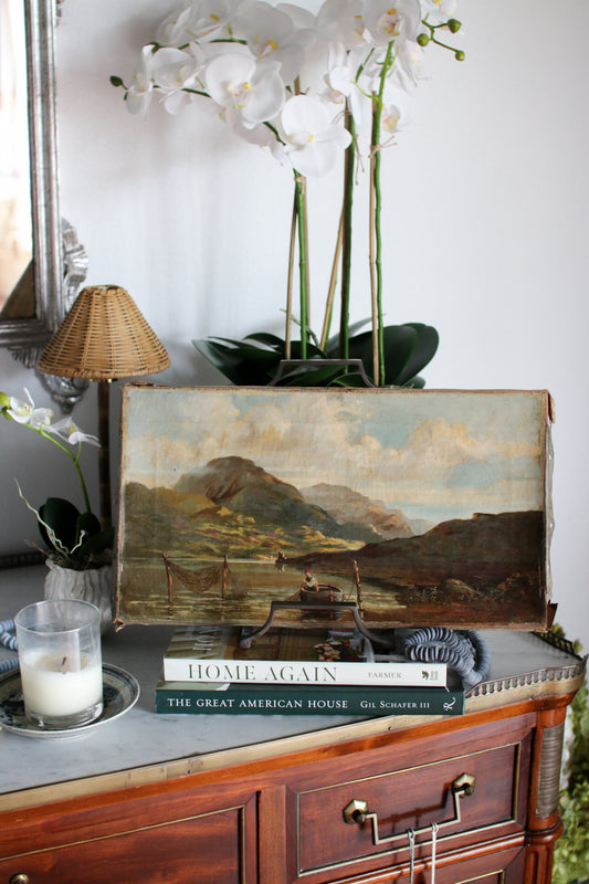 Antique English Painting: Coastal Scene