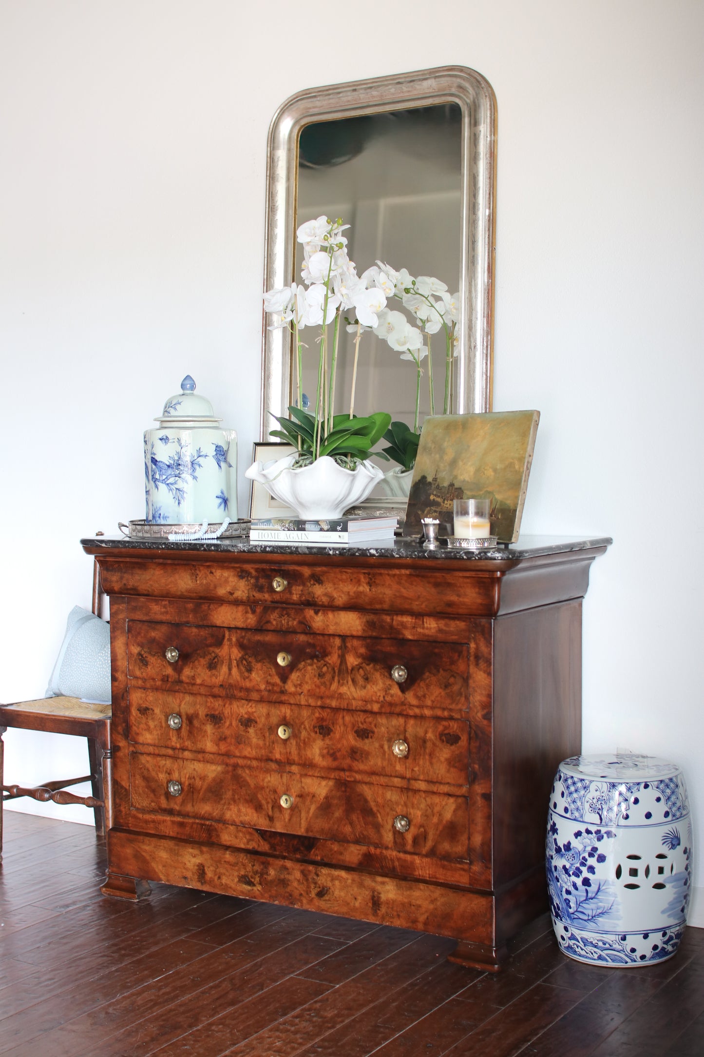 Antique French Louis Philippe Burled Walnut Commode