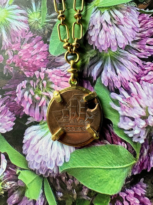 19th Century Trade Token Coin Necklace (Estimated 1830s)