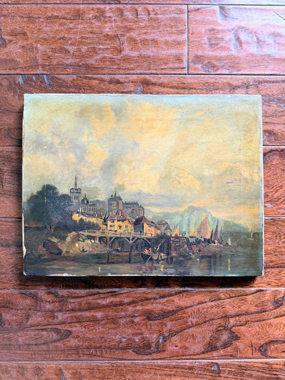 English Oil Painting of Water Scene