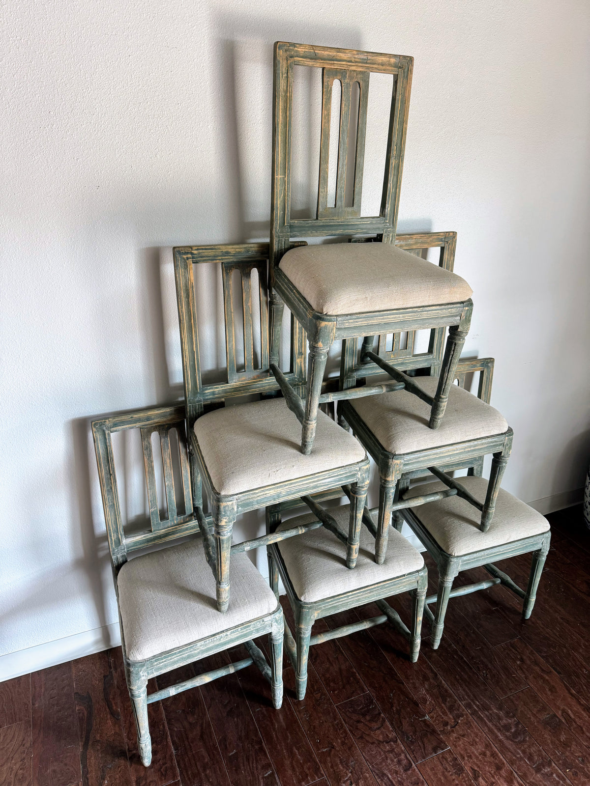 Set of Painted Swedish Chairs
