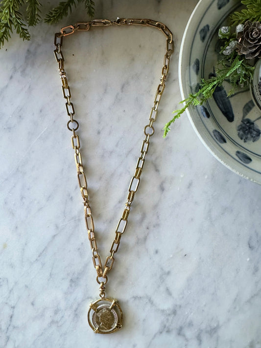 Vintage Coin Necklace: British 1993