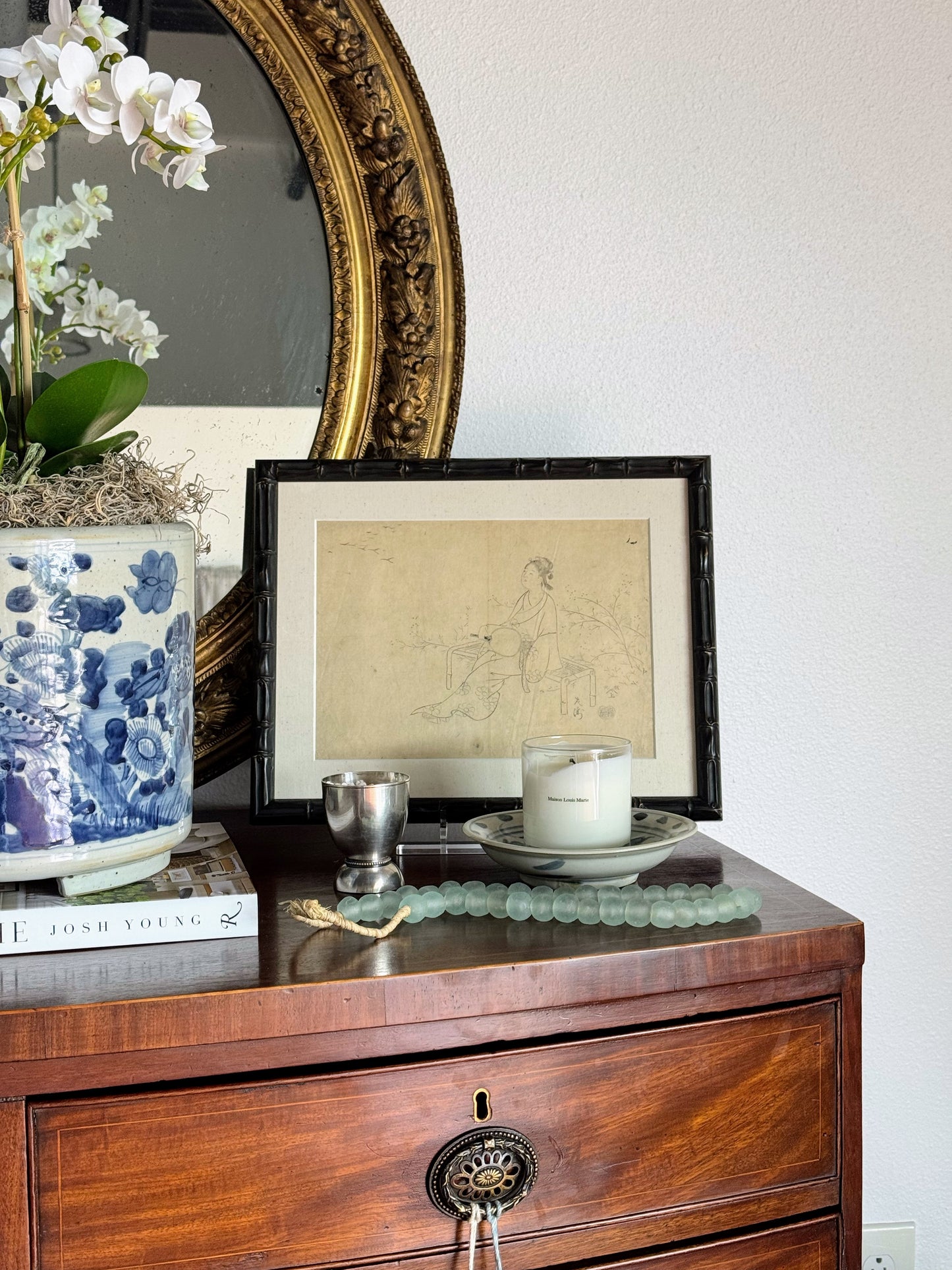 Bamboo Framed Ink Drawing on Rice Paper