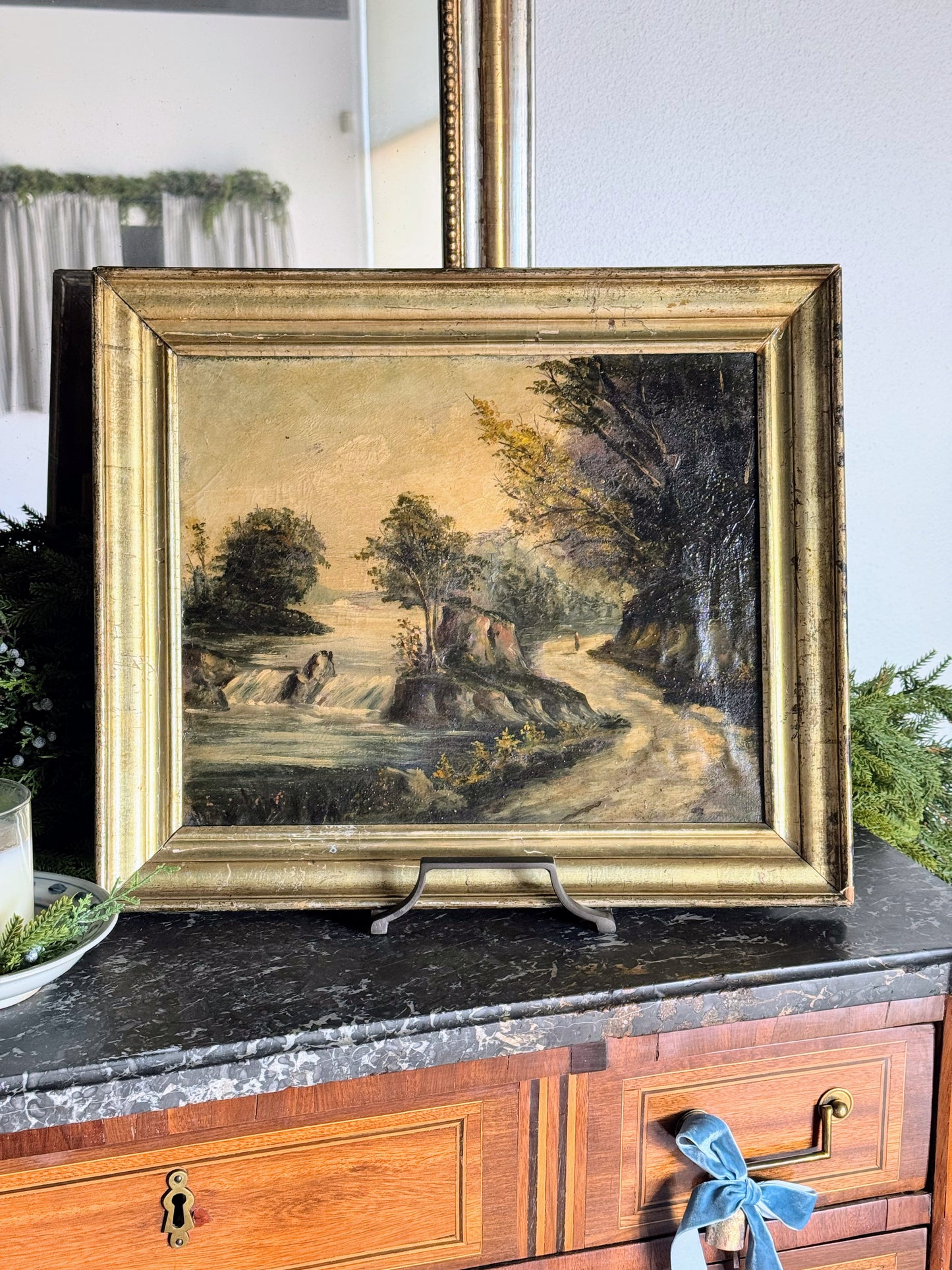 Framed Oil on Canvas of River Scene