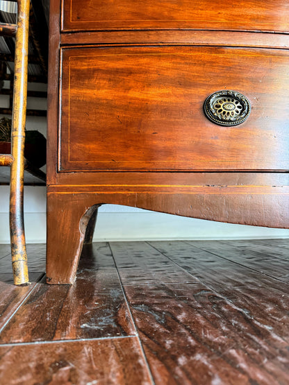 Antique English Bowfront Chest of Drawers with Inlay