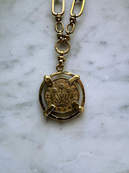 Vintage Coin Necklace: British 1944
