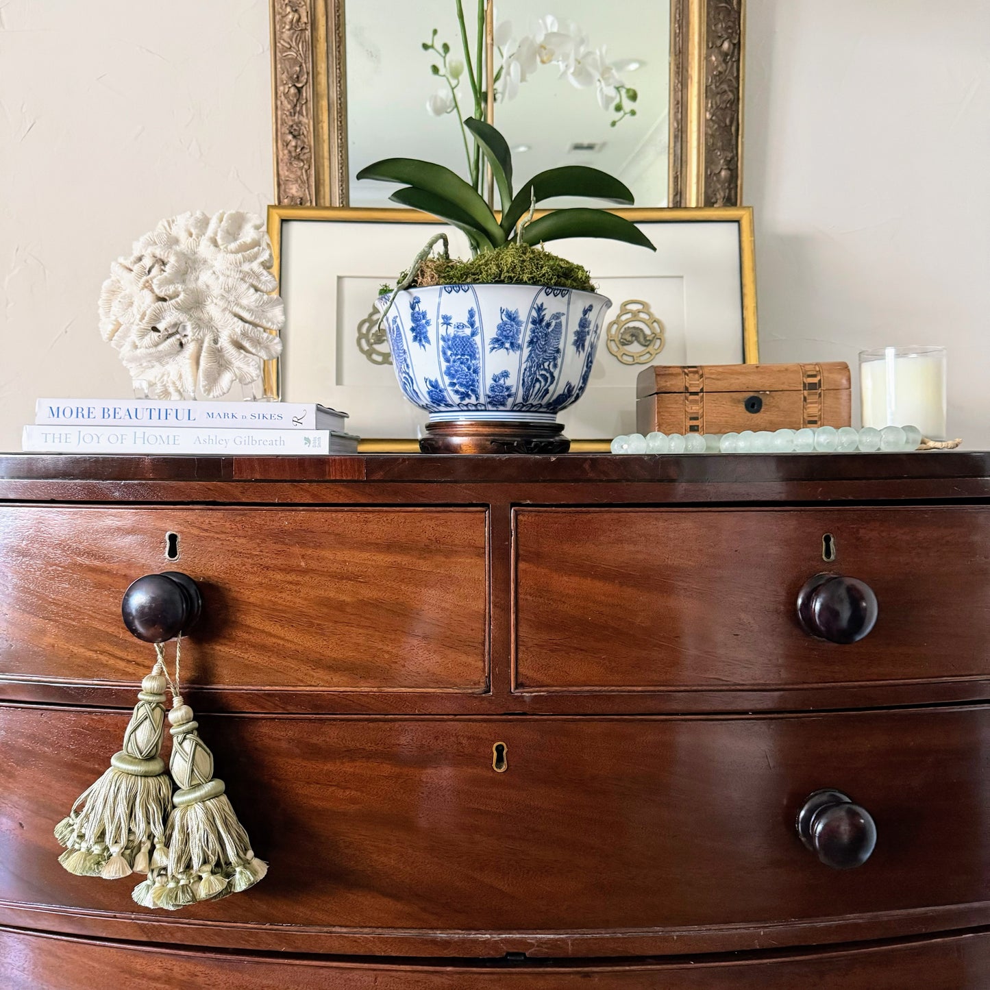 Antique English Bow Front Dresser