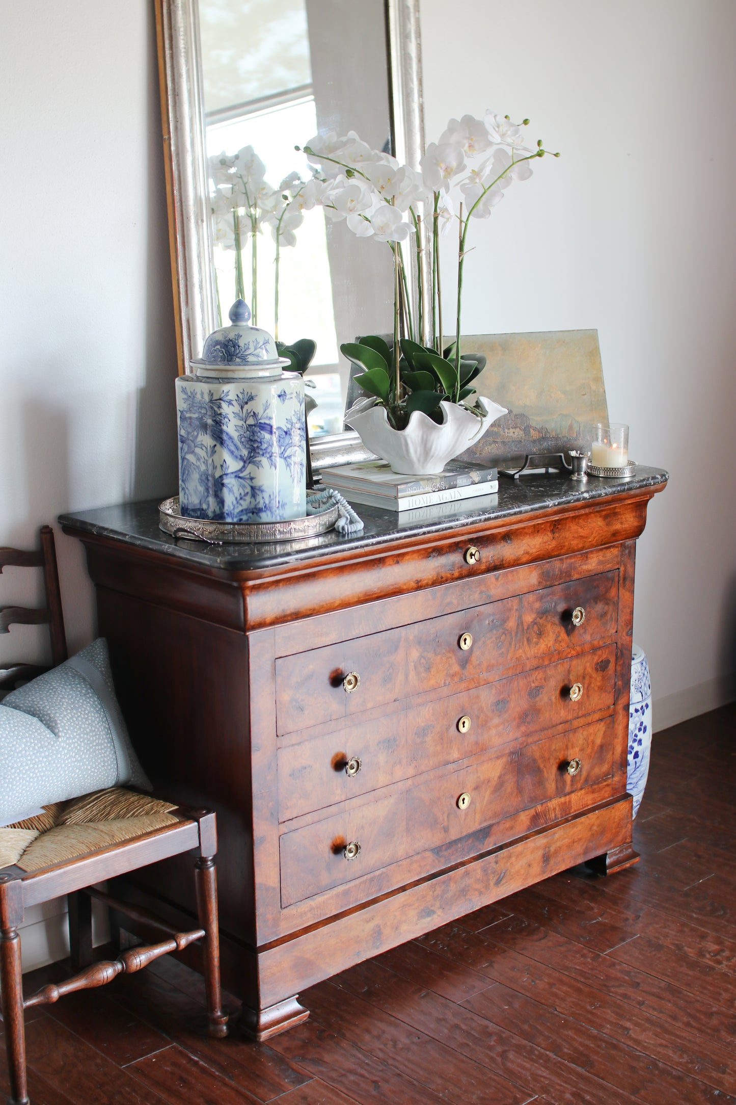 Antique French Louis Philippe Burled Walnut Commode