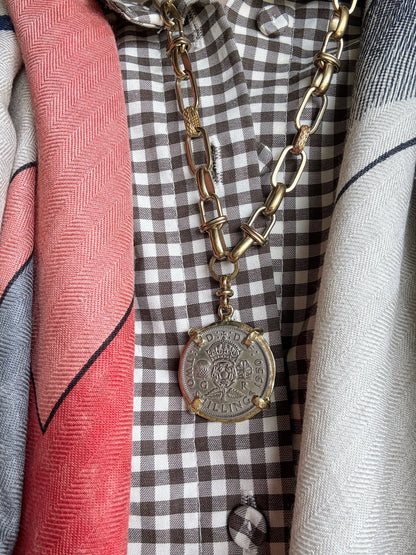 British Shilling Coin Necklace From 1950