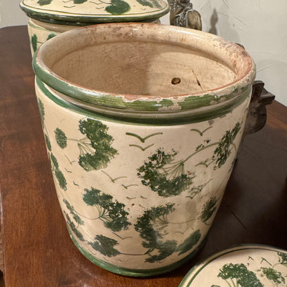 Pair of French Hand Painted Jars