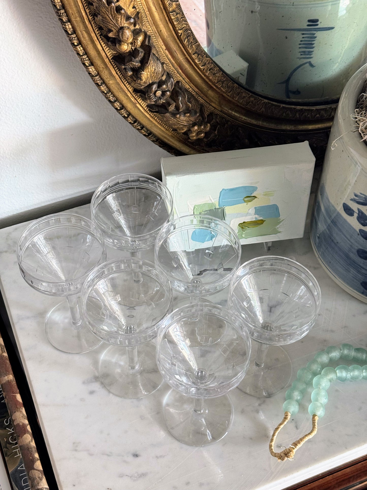 Set of 6 French Art Deco Wine Glasses