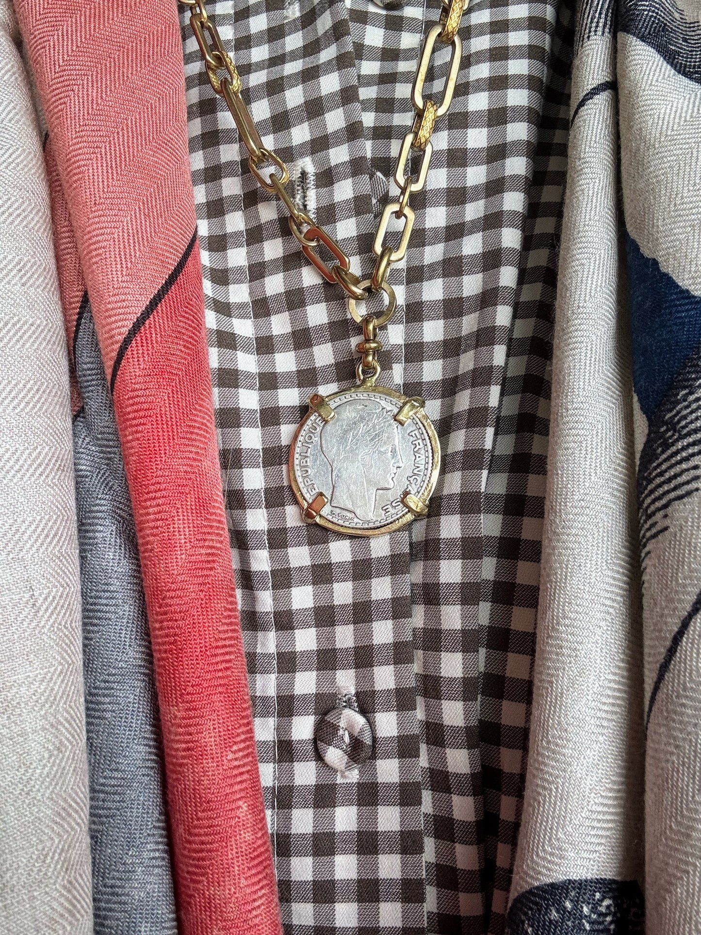 French Francs Coin Necklace From 1932