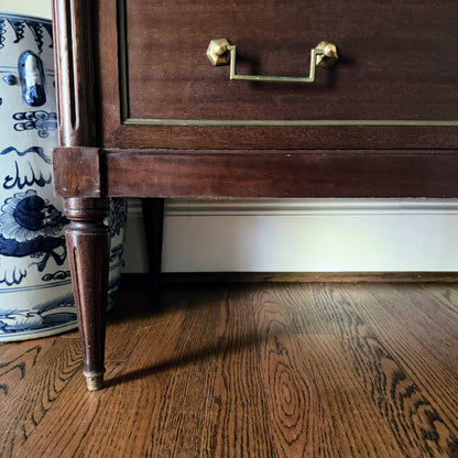 French Louis XVI White Marble Top Commode