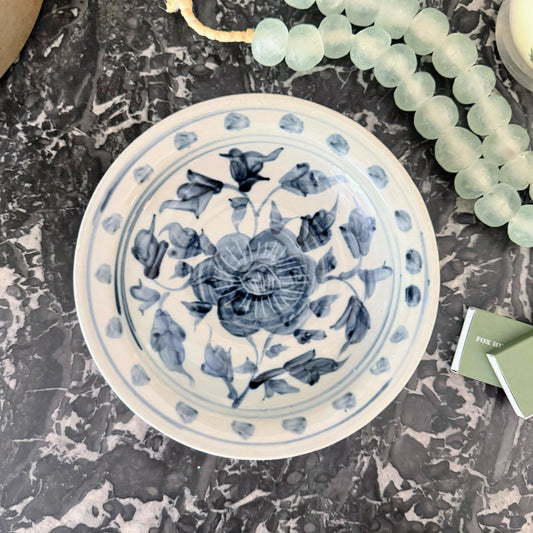 Rose Blue & White Dish